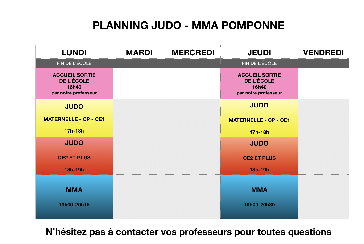 Planning 2022 2023 Judo Lagny 77